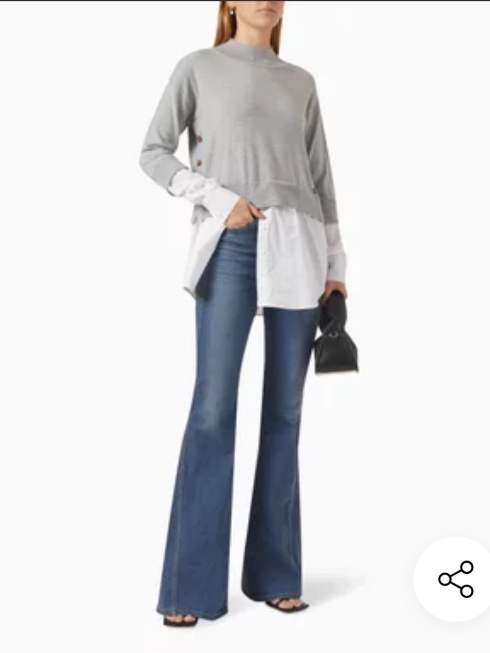 Veronica Beard Ravi Light Gray mixed media Sweater - size M